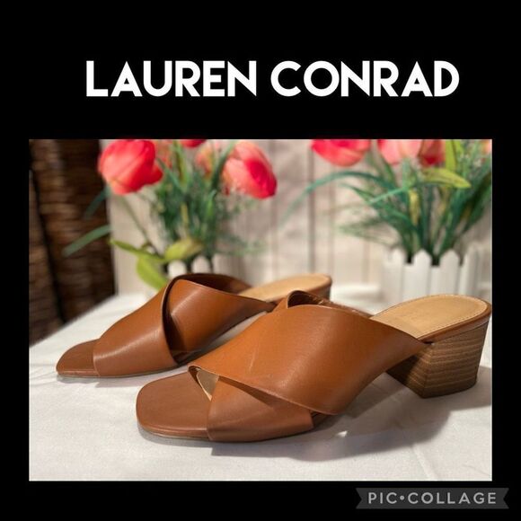 Lauren Conrad Women's Soda Pop Slip On Camel Colored Sandals Size 7.5M - Picture 1 of 11